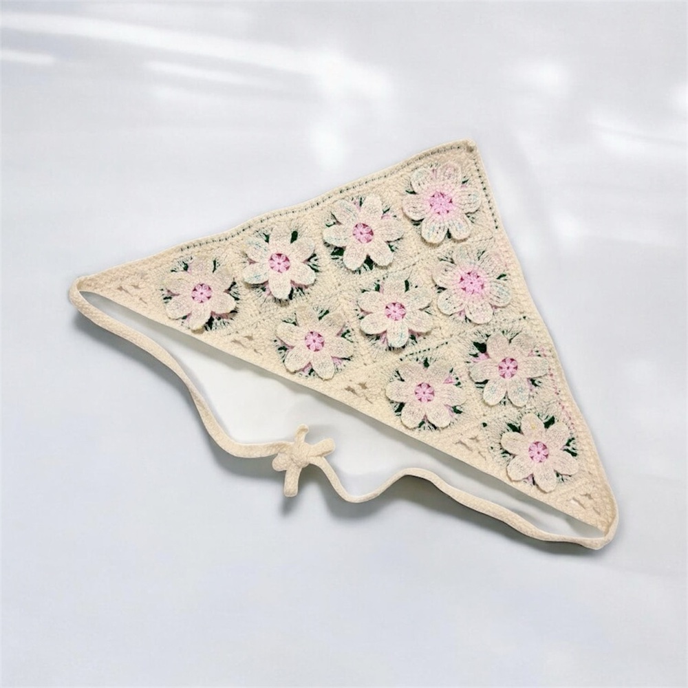 Floral Crochet Triangle bandana Scarf